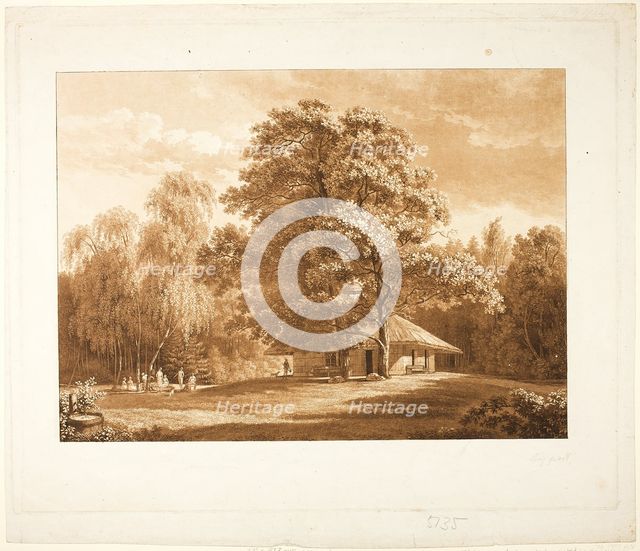 Shelter in the Park (recto), c. 1800. Creator: Carl August Senff.