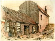 Shelter in Fournes c1914-c1918(?).Artist: Adolf Hitler