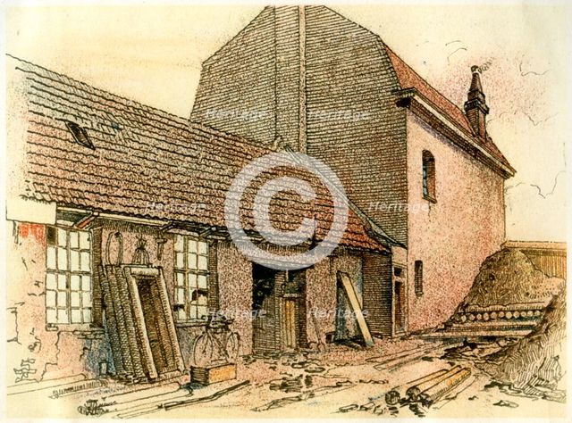 'Shelter in Fournes', c1914-c1918(?).Artist: Adolf Hitler