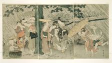 Sheltering from a Sudden Shower, Japan, c. 1799/1800. Creator: Kitagawa Utamaro