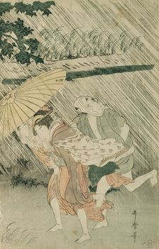 Sheltering from a Sudden Shower, Japan, c. 1799/1800. Creator: Kitagawa Utamaro