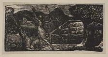 Shepherd Chases Away a Wolf, from Thornton's Pastorals of Virgil, 1821. Creator: William Blake