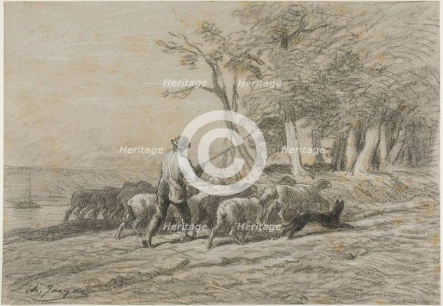 Shepherd and his Flock, n.d. Creator: Charles Emile Jacque.
