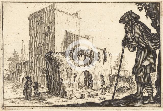 Shepherd and Ruins, c. 1617. Creator: Jacques Callot.