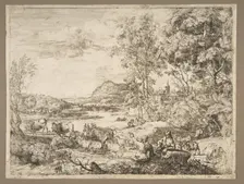 Shepherd and Shepherdess Conversing in a Landscape, ca. 1651. Creator: Claude Lorrain
