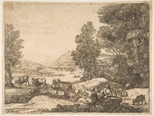 Shepherd and Shepherdess Conversing in a Landscape, ca. 1651. Creator: Claude Lorrain