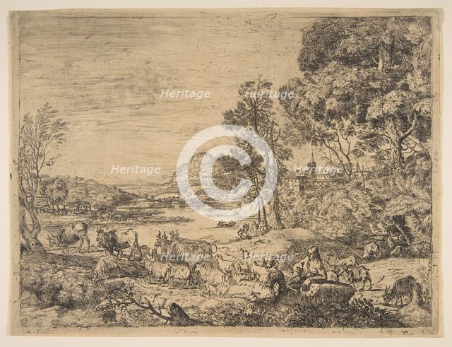 Shepherd and Shepherdess Conversing in a Landscape, ca. 1651. Creator: Claude Lorrain.
