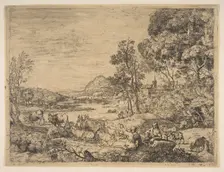 Shepherd and Shepherdess Conversing in a Landscape, ca. 1651. Creator: Claude Lorrain