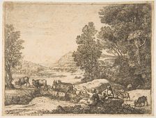 Shepherd and Shepherdess Conversing in a Landscape, ca. 1651. Creator: Claude Lorrain