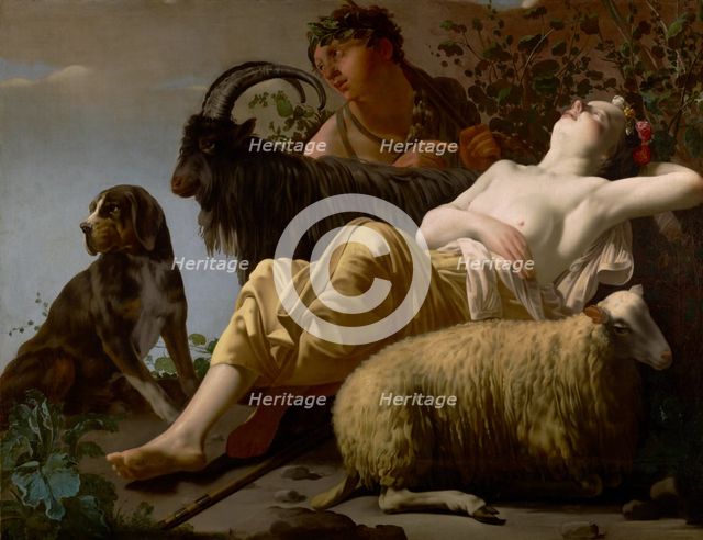 Shepherd and Sleeping Shepherdess, about 1650-1660. Creator: Reyer Jacobsz van Blommendael.