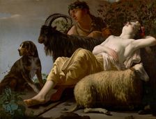 Shepherd and Sleeping Shepherdess, about 1650-1660. Creator: Reyer Jacobsz van Blommendael