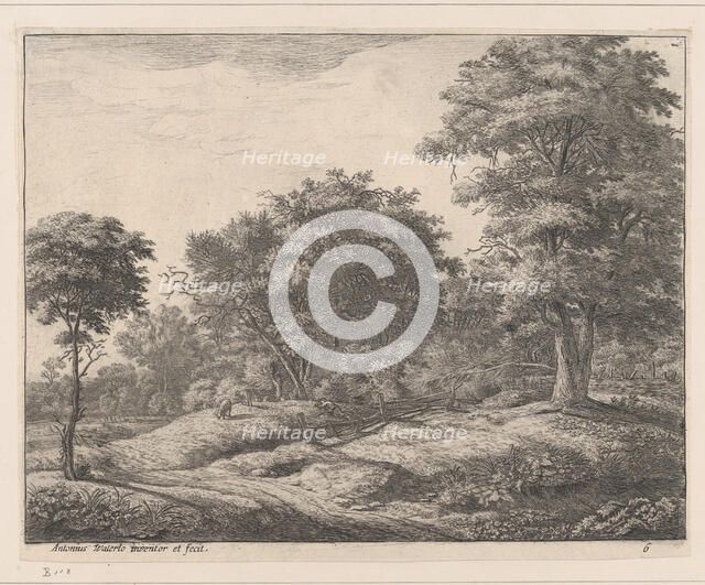 Shepherd Asleep on a Hummock, 17th century. Creator: Anthonie Waterloo.