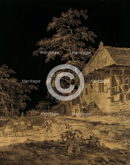 Shepherd at a Farmstead, 1780-1815. Creator: Leendert Overbeek.
