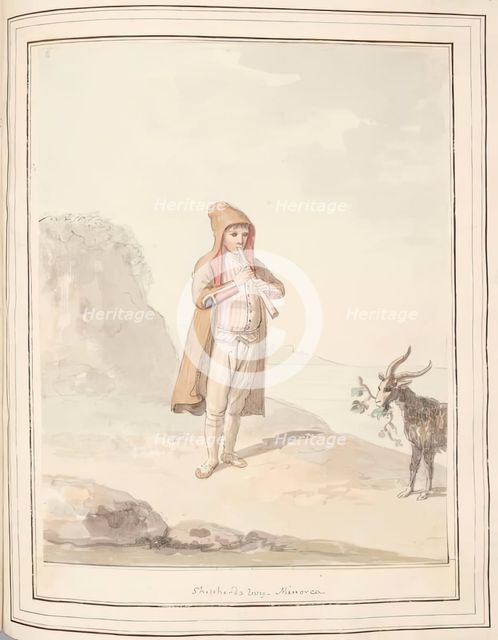 Shepherd Boy Procida, leaf from 'A Collection of Dresses by David Allan Mostly from Nature', 1776. Creator: David Allan.