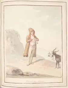 Shepherd Boy Procida, leaf from A Collection of Dresses by David Allan Mostly from Nature 1776. Creator: David Allan
