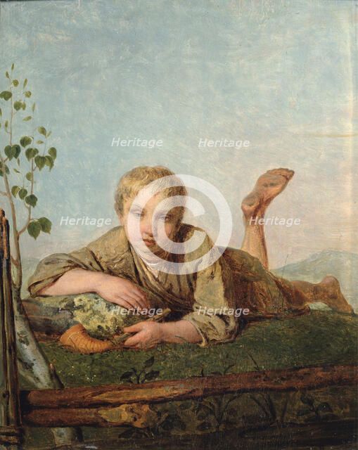 Shepherd Boy with a Pipe, 1820s. Artist: Venetsianov, Alexei Gavrilovich (1780-1847)