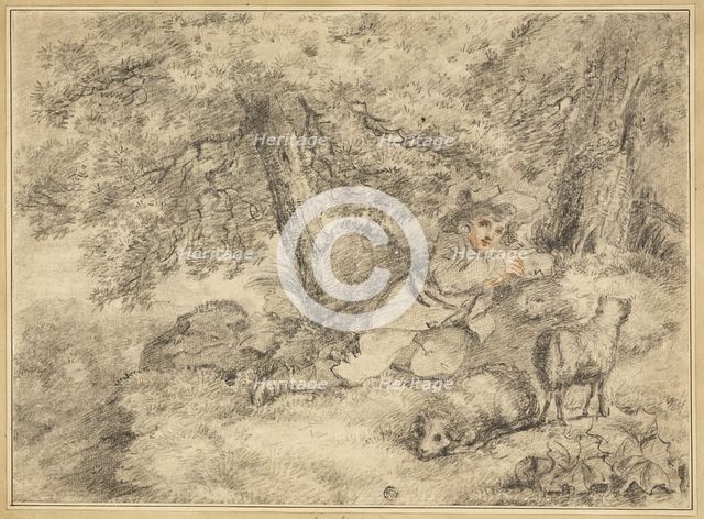 Shepherd Boy with Lambs in Woods, n.d. Creator: George Morland.