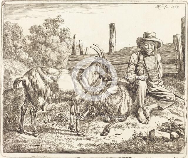 Shepherd Boy with Two Goats, 1817. Creator: Johann Adam Klein.