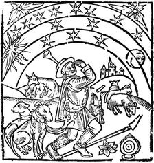 Shepherd guarding his flock at night, early 16th century