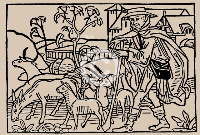 Shepherd. From Speculum Vitae Humanae by Rodericus Zamorensis, 1479. Creator: Anonymous.