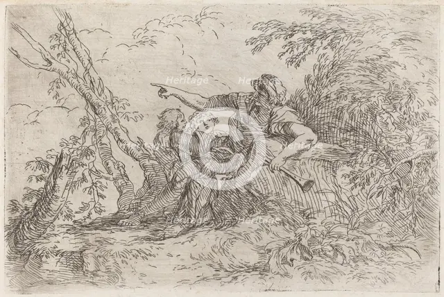 Shepherd in a Landscape, c. 1660/1661. Creator: Salvator Rosa.