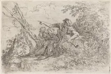 Shepherd in a Landscape, c. 1660/1661. Creator: Salvator Rosa