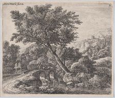Shepherd on a Small Bridge, 17th century. Creator: Anthonie Waterloo
