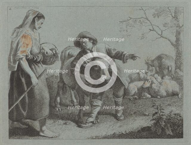 Shepherd Pointing Out the Direction to a Shepherdess, 1762. Creator: Francesco Londonio.