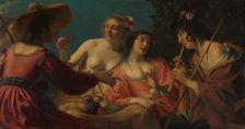 Shepherd Playing the Flute, and Four Shepherdesses, 1632. Creator: Gerrit van Honthorst