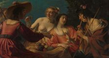 Shepherd Playing the Flute, and Four Shepherdesses, 1632. Creator: Gerrit van Honthorst