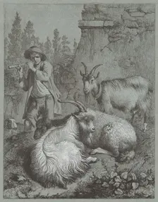 Shepherd Playing a Flute with Goats, 1764. Creator: Francesco Londonio