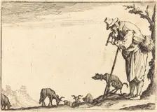 Shepherd Playing Flute, c. 1617. Creator: Jacques Callot