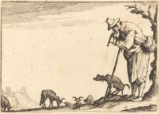 Shepherd Playing Flute, c. 1617. Creator: Jacques Callot
