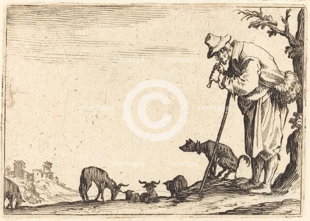 Shepherd Playing Flute, c. 1622. Creator: Jacques Callot.
