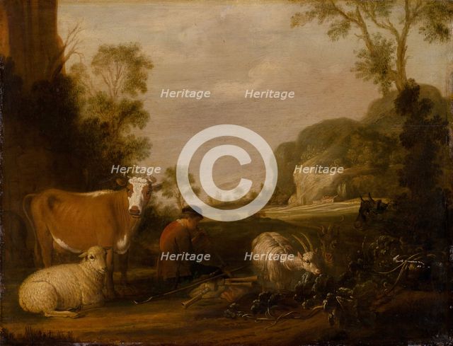 Shepherd playing music, 1650-1680. Creator: Jan Baptist Wolfaerts.