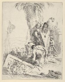 Shepherd with Two Magicians, from the Scherzi, ca. 1743-57. Creator: Giovanni Battista Tiepolo