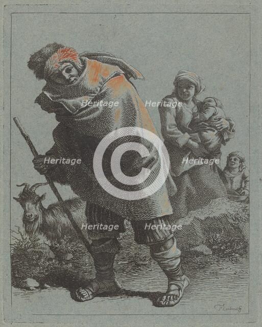 Shepherd with Walking Stick and a Peasant Woman with Child, 1758/1759. Creator: Francesco Londonio.