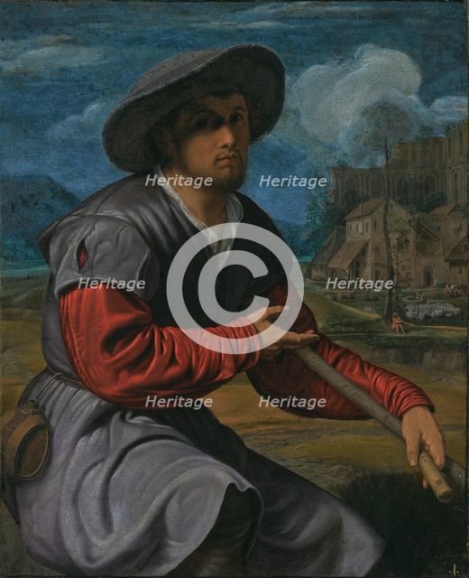 Shepherd with a Flute, about 1525. Creator: Giovanni Girolamo Savoldo.