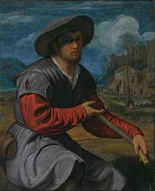 Shepherd with a Flute, about 1525. Creator: Giovanni Girolamo Savoldo