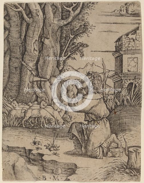 Shepherd with a Platerspiel, c. 1500/1515. Creator: Benedetto Montagna.
