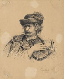 Shepherd with a waterskin, 1870. Creator: Frantisek Klimkovic