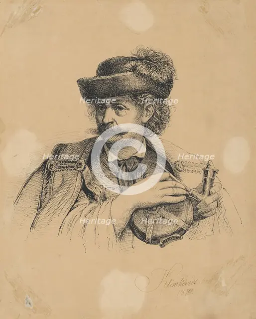 Shepherd with a waterskin, 1870. Creator: Frantisek Klimkovic.