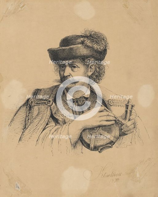 Shepherd with a waterskin, 1870. Creator: Frantisek Klimkovic.