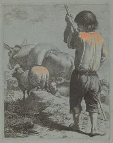 Shepherd with Donkey, Sheep and Goat, 1759. Creator: Francesco Londonio