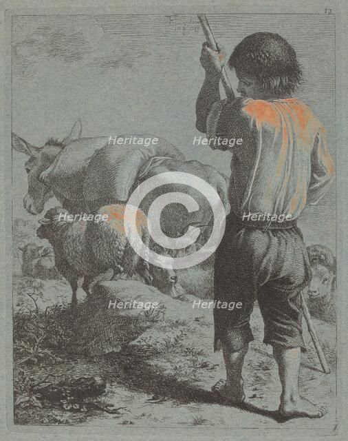 Shepherd with Donkey, Sheep and Goat, 1759. Creator: Francesco Londonio.