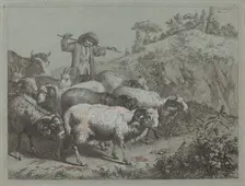 Shepherd with his Flock. Creator: Francesco Londonio