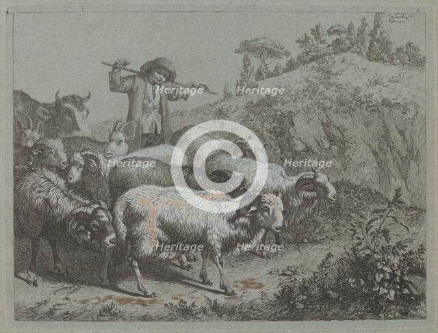 Shepherd with his Flock. Creator: Francesco Londonio.