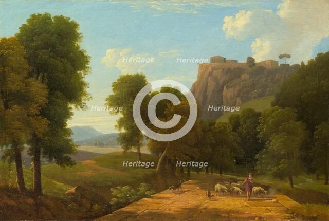 Shepherd with His Flock, c. 1820. Creator: Jean-Victor Bertin.