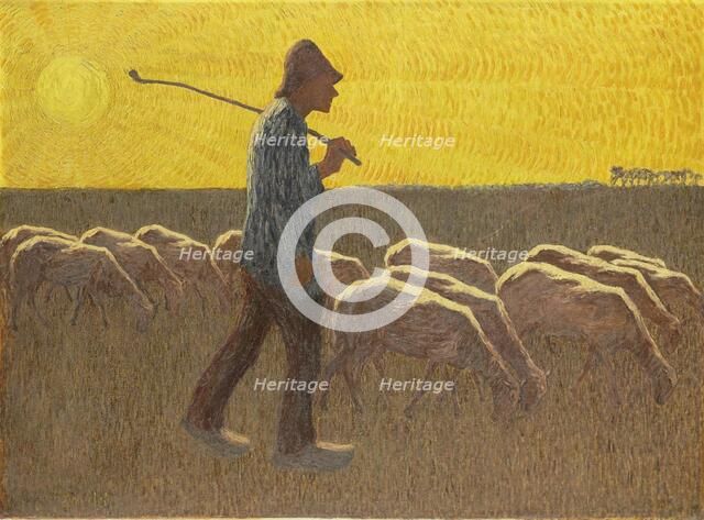 Shepherd with Sheep, 1900-1945. Creator: Cornelis Albert van Assendelft.