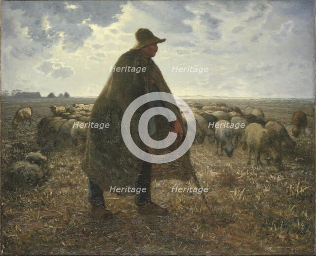 Shepherd Tending His Flock, Early 1860s. Artist: Millet, Jean-François (1814-1875)